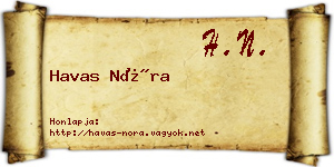 Havas Nóra névjegykártya